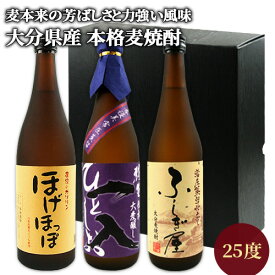 国産麦使用 大分麦焼酎 飲み比べセット ほげほっぽ720ml ＆ ひとしお720ml ＆ ふしぎ屋900ml 25度 常圧蒸留製造 久家本店 ぶんご銘醸 藤居酒造【送料込】