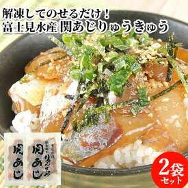 【2食分】活締めした新鮮な関あじタレ漬け 脂がのった関アジりゅうきゅう 2袋入 佐賀関漁港から直送 漬け丼 魚介類 海鮮丼 ご飯に載せるだけ あつめし 刺身 漁師飯 鯵 thetime 富士見水産【送料込】