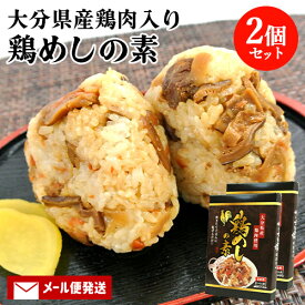 大分県産鶏肉使用 炊きたてごはんに混ぜるだけ 鶏めしの素 2合用(2〜3人前)×2個セット 混ぜ込みご飯 かしわ飯 鳥飯 レトルト 惣菜 時短調理 常温 大分物産【メール便送料込】