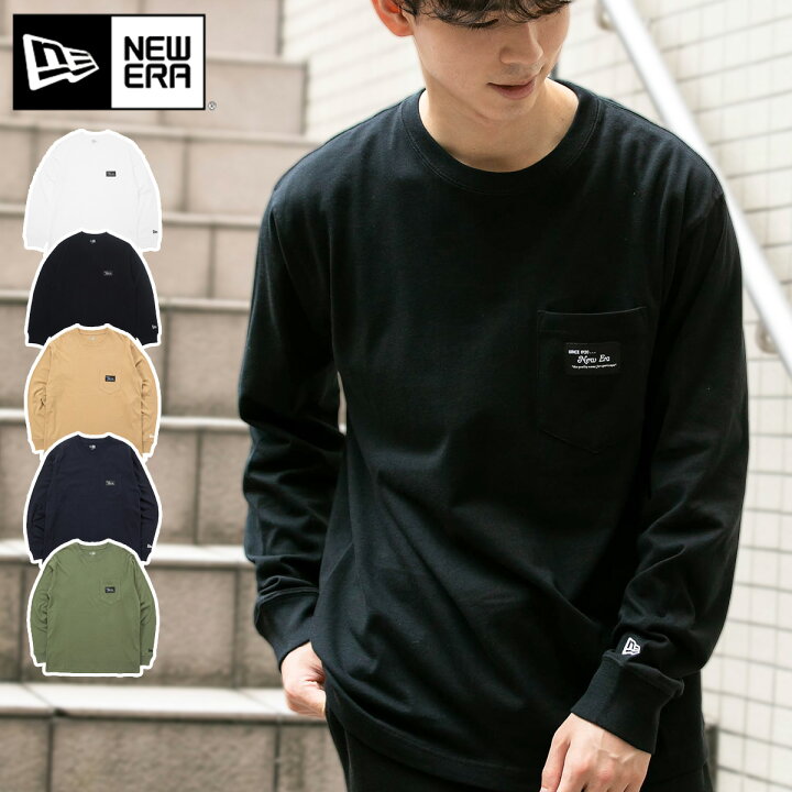 楽天市場 ニューエラ Tシャツ 長袖 New Era クルーネック ロンt Onspotz別注 ブラックパッチ ロングスリーブ 黒 白 ベージュ 綿 コットン メンズ レディース ブランド 大きいサイズ オーバーサイズ おしゃれ かっこいい 人気 春夏秋冬 ニューエラー 正規品 小さいサイズ