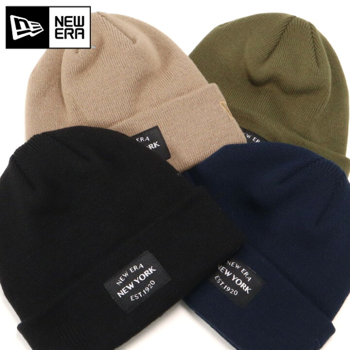 楽天市場 ニューエラ New Era 帽子 ニット帽 Basic Cuff Knit Mid Bname Patch ニットキャップ 黒 白 カーキ メンズ レディース 人気 ブランド おしゃれ かっこいい フリーサイズ 大きいサイズ ニューエラー 正規品 ユニセックス 男女兼用 ストリート コーデ 防寒 秋 冬