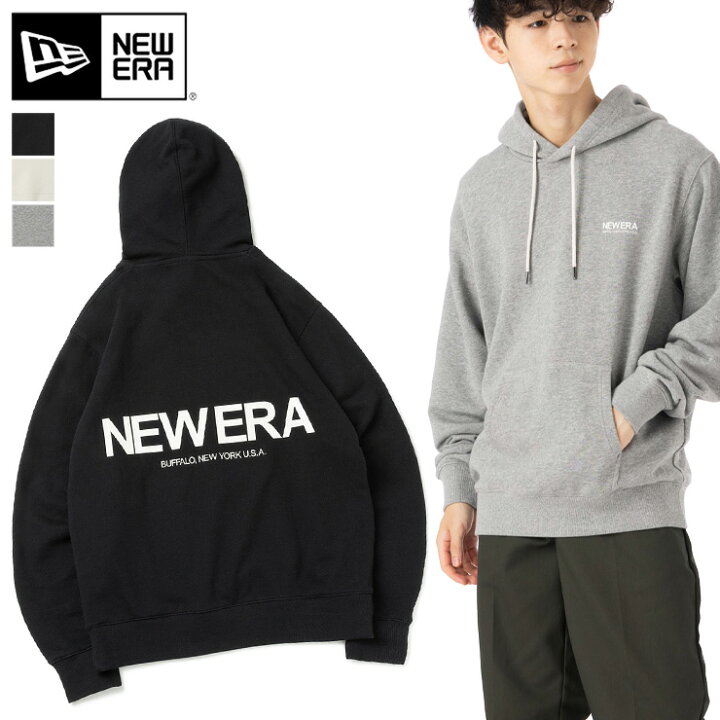 楽天市場】ニューエラ パーカー NEW ERA フード付き 黒 白 綿 コットン 