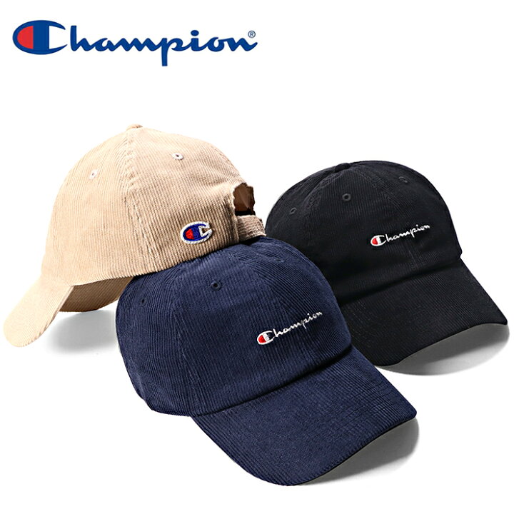 楽天市場 チャンピオン キャップ サイズ調整 Corduroy Champion おしゃれ ブランド Champion コーデュロイ ローキャップ ロウ キャップ ロー ロウ 秋冬 春 秋 冬 メンズ レディース メンズキャップ レディースキャップ ブラック ベージュ ネイビー 黒 紺 帽子屋