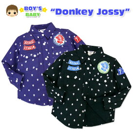 【送料無料】【男児ベビー】【シャツ】Donkey Jossy ワッペン付き ネルスカルドット柄シャツ【80cm】【90cm】【95cm】 【メール便対応】