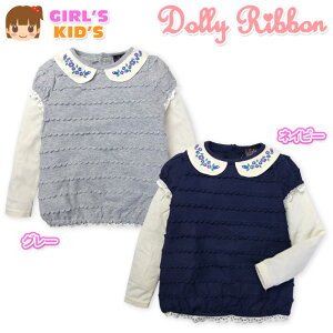 �y���������z�q���� ���̎q T�V���c ���� Dolly Ribbon �h�[���[���{�� �ۋܕt ���ԃv�����g ���[�X ���� �L�b�Y 110cm 120cm 130cm�y���[���֑Ή��z