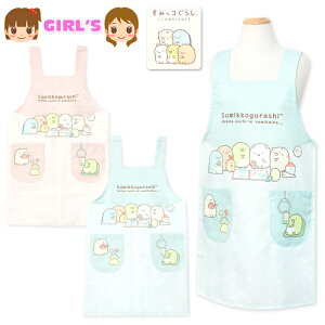【送料無料】女児 キッズ ジュニア H型 エプロン すみっコぐらし 後ろボタン留め 2段階調節 ポケット付き 子供 女の子 130cm 150cm sl-0652【メール便対応】