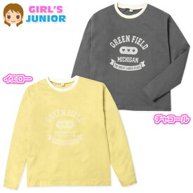 【送料無料】女児 ジュニア 本体綿100％ 長袖 Tシャツ フロッキープリント 子供服 女の子 140cm 150cm 160cm nw-1155【メール便対応】