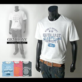 【送料無料】【GEMBONY】クラックプリント杢カラー半袖Tシャツ【メール便対応】