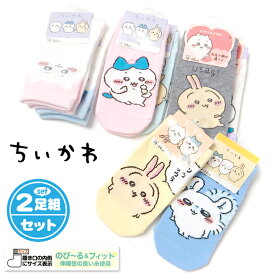 【送料無料】2足組セット 女児 ジュニア ソックス 靴下 ちいかわ 伸縮性 履き口内側サイズ表示 子供 女の子 19-24cm yg-3189【メール便対応】