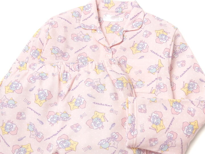 楽天市場 送料無料 婦人 レディース 裏起毛 長袖 前開き パジャマ 上下組 Sanrio サンリオ キキララ あったか素材 総柄 胸ポケット M L Yg 0993c Pk オンスタイル