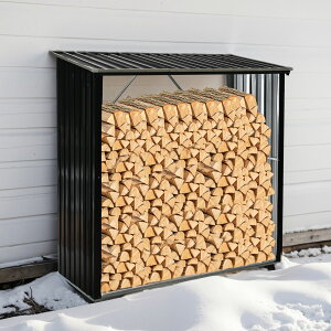 薪小屋 L192×W89×H190cm 屋外 屋根付き 薪ラック 耐荷重300KG 薪棚 薪ストッカー 薪置き棚 薪ストーブグッズ 薪 ラック 大型 軽量 チール製 収納 整理 保管 乾燥 薪保管 薪収納 アウトドア 暖炉 焚