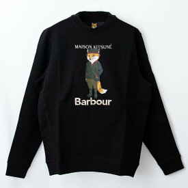 バブアー×メゾン キツネ BARBOUR × MAISON KITSUNE コラボ メンズ スウェット BEAUFORT FOX CREW [フォックスプリント クルーネック スウェット] MOL0559【英国】