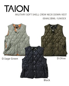 TAION MILITARY SOFT SHELL CREW NECK DOWN VEST 004ALSBML-1UNISEX / �^�C�I�� �~���^���[ �\�t�g�V�F�� �N���[�l�b�N �_�E���x�X�g ���j�Z�b�N�X