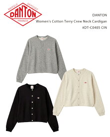 DANTON Women's Cotton Terry Crew Neck Cardigan #DT-C0405 CIN / ダントン ウィメンズ コットンテリークルーネックカーディガン