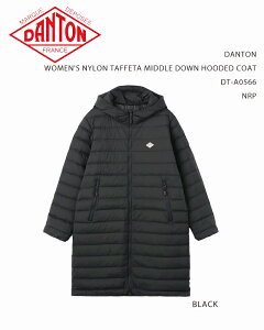 DANTON WOMEN'S NYLON TAFFETA MIDDLE DOWN HOODED COAT DT-A0566 NRP / _g@iC^t^ ~h_E t[fbh R[g