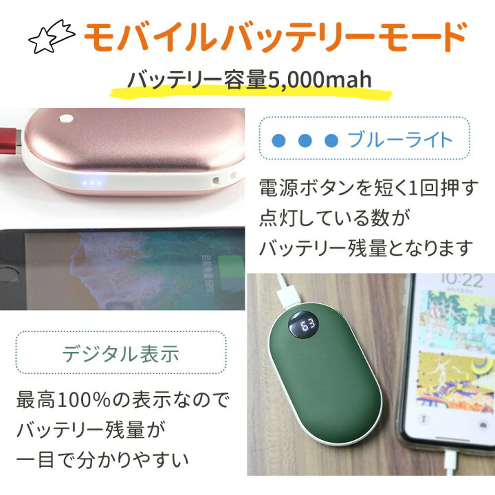楽天市場】カイロ 充電式 2way モバイルバッテリー 5000mAh USB 充電式カイロ 充電カイロ 電子カイロ 電気 電気カイロ あったかカイロ 電気式 ハンドウォーマー アウトドア あったか 冬物 : mitas 楽天市場】カイロ 充電式 2way モバイルバッテリー 5000mAh USB 充電式カイロ 充電カイロ 電子カイロ 電気 電気カイロ あったかカイロ 電気式 ハンドウォーマー アウトドア あったか 冬物 : mitas