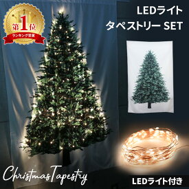 クリスマスタペストリー 約140×95cm 大 クリスマスツリー タペストリー クリスマス ツリー LEDライト 100球 電飾 イルミ イルミネーション 飾り 壁飾り 壁掛け おしゃれ フェアリーライト ジュエリーライト オーナメント LEDライト付き 装飾 シンプル xmas パーティ TN-CTPY