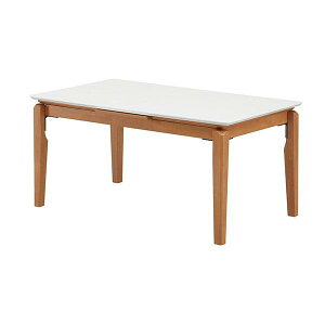 ダイニングテーブル 食卓机 リビングテーブル 4人 チェアー 伸縮式テーブル 伸長式テーブル 木製 4本脚 エナメル塗装 ラバーウッド おしゃれ 高級感 ホワイト