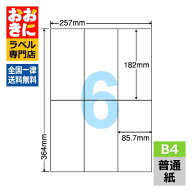 E6i ラベルシール タックシール B4判 6面 1片サイズ182mm×85.7mm 余白なし 荷札ラベル 棚ラベル 表示ラ…