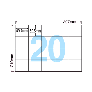 C20MF ���x���V�[�� �^�b�N�V�[�� A4�� 20�� 1�ЃT�C�Y59.4mm×52.5mm �]���Ȃ� �������x�� �����V�[�� ���i���x�� ���ꂢ�ɔ������� �i�i�R�s�[ �Ĕ������x�� �C���N�W�F�b�g�v�����^�E���[�U�[�v