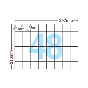 C48UF ���x���V�[�� �^�b�N�V�[�� A4�� 48�� 1�ЃT�C�Y37.1mm×35mm �]���Ȃ� �o�[�R�[�h���x�� �\�����x�� ���ꂢ�ɔ������� �i�i�R�s�[ �Ĕ������x�� �C���N�W�F�b�g�v�����^�E���[�U�[�v�����^