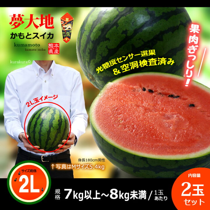 楽天市場】熊本すいか 夢大地 鹿本のスイカ (2L×2玉) 熊本産 秀品 熊本 