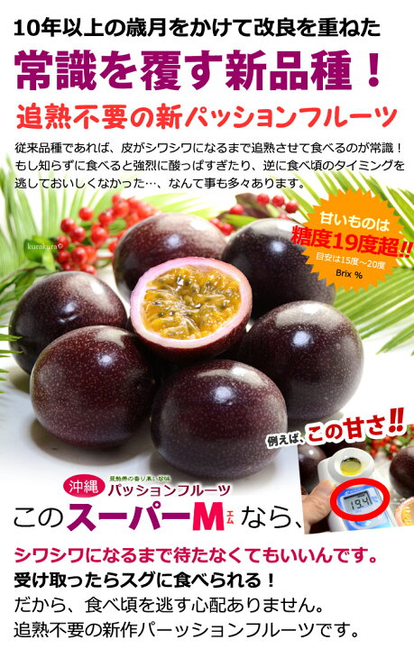 楽天市場】パッションフルーツ スーパーM(6-9玉/1kg前後)沖縄産 新品種 