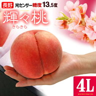 輝々桃 (キラキラ桃) 4L×6玉 (約2.5kg) 長野産 秀品 きらきら桃 桃 もも モモ peach 白桃 糖度13.5度以…