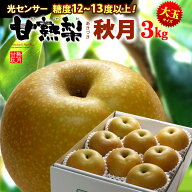 甘熟 あきづき 秋月梨 3L-5L (約3kg) 産地お任せ 秀品 梨 なし ナシ pear 光センサー 糖度12度以上 大玉 …