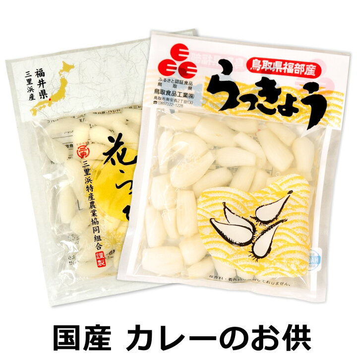 楽天市場 送料無料 メール便 国産 らっきょ 2種セット 福井県産花らっきょう 鳥取砂丘らっきょう 国産 漬物 鳥取県 福井県 らっきょう カレーのお供 ご飯のお供 讃岐うまいもん処 大森屋