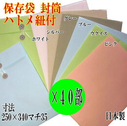 保存袋(ボックス)封筒/カラー/ハトメ紐付