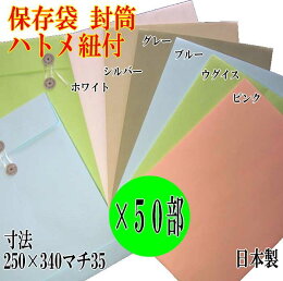 保存袋(ボックス)封筒/カラー/ハトメ紐付