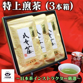 大西茶舗オリジナル 贈答用 箱入り 【 特上煎茶 ( 100g ) 極み × 3本 セット 】 特上 上 上級 国産 日本茶 緑茶 八女茶 お茶 深蒸し茶 冷水茶 深むし 真空パック ゆうパケット 追跡 ギフト お茶葉 煎茶 高級 プレゼント