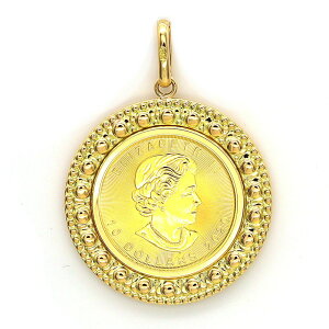 ペンダント コインペンダント メープルリーフコイン 1/4オンス カナダ造幣局製造 純金コイン 送料無料