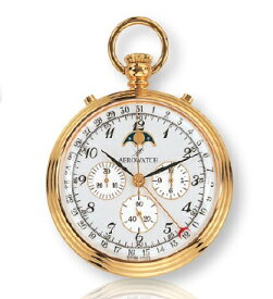 AERO 懐中時計 手巻最高の技術の時計 69681J102 金時計 スイス名門時計 クロノグラフ ムーンフェイズ 星月陽の時計 針6本の時計 機械式最高峰の時計 誇れる時計 機械式 手巻き時計 ポケットウオッチ 提げ時計 メカニカルウオッチ 正規輸入品 2年保証付き 送料無料