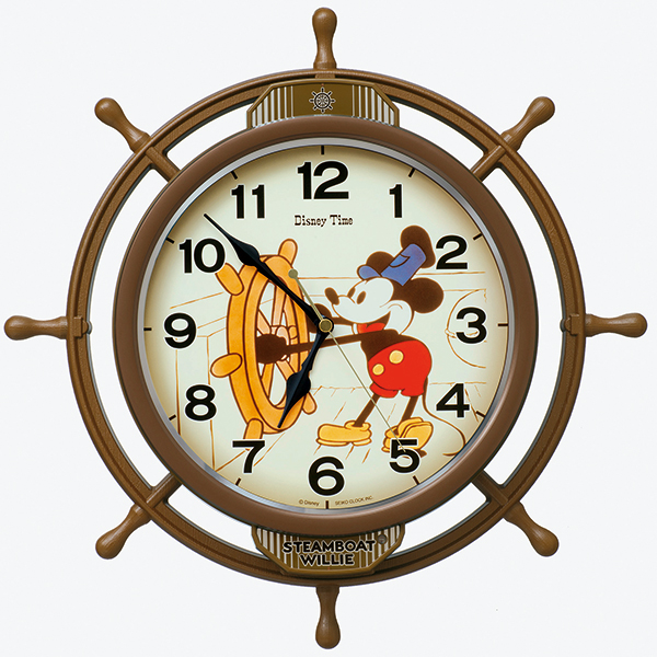 セイコー FW583A 電波掛け時計 新商品 新型 ミッキー をモチーフに舵輪がゆっくりと揺れる楽しい掛時計 蒸気船ウィリー 送料無料 ミッキーマウスのデビュー映画 新作続