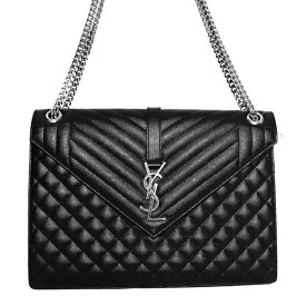SAINT LAURENT サンローラン バッグ エンヴェロップチェーンショルダー カーフレザー ブラック シルバー金具【送料無料】【中古】【D4425】