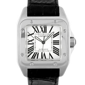 【OH済】カルティエ CARTIER サントス100 LM W20073X8 SS×革 51mm×38mm シルバー文字盤 【送料無料】【中古】【メンズ】【腕時計】