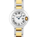 カルティエ CARTIER バロンブルー SM W69007Z3 YG×SS 28mm シルバー文字盤 【送料無料】【中古】【レディース】【腕時計】