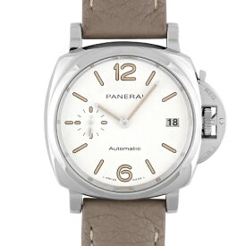 パネライ PANERAIルミノール ドゥエPAM01043 SS×革38mm ホワイト文字盤 【送料無料】【中古】【メンズ】【腕時計】【70263】