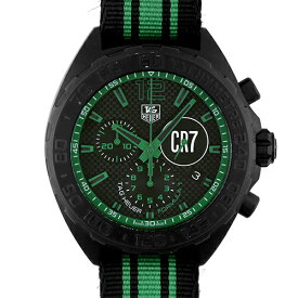 【3000本限定】タグホイヤー TAG HEUERフォーミュラー1 クロノ クリスティアーノ ロナウドCAZ1113.FC8189 PVD(SS)×ナイロン42mm ブラック×グリーン文字盤 【送料無料】【中古】【メンズ】【腕時計】【71836】