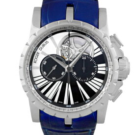 ロジェデュブイ ROGER DUBUIS エクスカリバー クロノ EX45-781-20-00/0ER00/ WG×革 45mm シルバー文字盤 【送料無料】【中古】【メンズ】【腕時計】