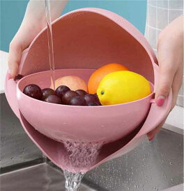 ボウル 可動式 バスケット ザルボウル 洗い桶 二重層 洗浄容器 水切りセット 果物 野菜の洗浄用 21世紀台所必須品