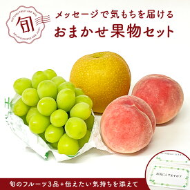 旬の果物セット　季節のフルーツを3品＋メッセージカード（フルーツセット・果物詰め合わせ) 果物 フルーツ ギフト プレゼント 贈り物 メッセージカード 父の日 お中元 お見舞い 退院祝い 快気祝い 出産祝い