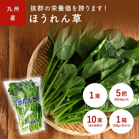 【お得なクーポン 〜6/27】 ほうれん草（ホーレン草）　1束　5把　10束　1箱　国産　九州・長野など