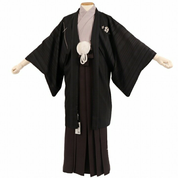 メンズ袴最高級セット‼️男性の第一礼装着紋入り格上袴BLACK×Silva煌  