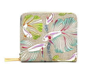 【可愛い皮革伝統工芸 文庫屋「大関」】ラビリンスフィッシュ<グリーン> 二つ折りファスナーミニ財布