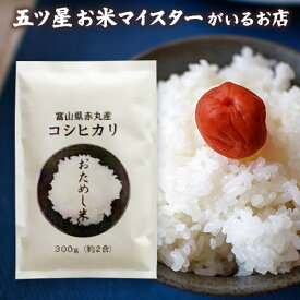 令和5年産 富山県産赤丸こしひかり1袋 （300g 約2合） 米 富山県産 コシヒカリ 300グラム お米 【送料無料】お試し メール便 グルメ食品