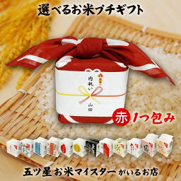 引っ越し挨拶ギフト お米のプチギフト 赤色 1つ包み（1銘柄） 2...