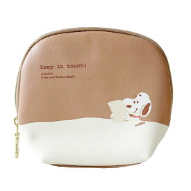 ティッシュケース付き SNOOPY ラウンド ティッシュ ポーチ スヌーピー コスメポーチ トラベル ラウンドポーチ サニタリー ポケットティッシュケース 小物入れ ティッシュポーチ 化粧 メイクポーチ 旅行 フェイクレザー 合皮 PUレザー 仕分け